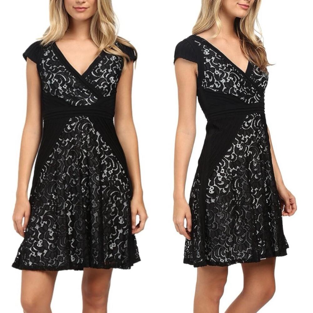 Adrianna Papell Black and White Lace Dress